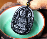 Necklace - Black Obsidian Guan Yin Buddha Necklace