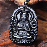 Necklace - Black Obsidian Guan Yin Buddha Necklace
