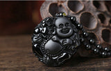 Necklace - Black Obsidian Happy Buddha Necklace