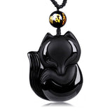 Necklace - Black Obsidian Lucky Fox Necklace