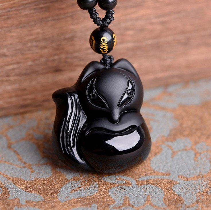 Obsidian on sale fox pendant