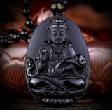 Necklace - Black Obsidian Ruyi Guanyin Necklace