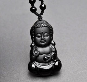 Necklace - Black Obsidian Shakya Muni Buddha Necklace