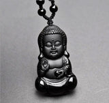 Necklace - Black Obsidian Shakya Muni Buddha Necklace