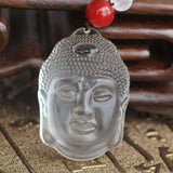 Necklace - Clear Crystal Quartz Buddha Head Necklace