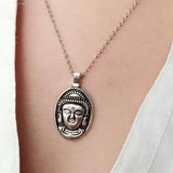 Necklace - Silver Plated Buddha Head Necklace