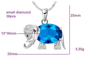 Necklace - Silver Plated & Crystal Elephant Necklace