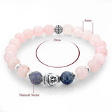 Pink Natural Stone Beads Buddha Bracelet. - Hilltop Apparel - 3