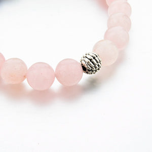 Pink Natural Stone Beads Buddha Bracelet. - Hilltop Apparel - 4