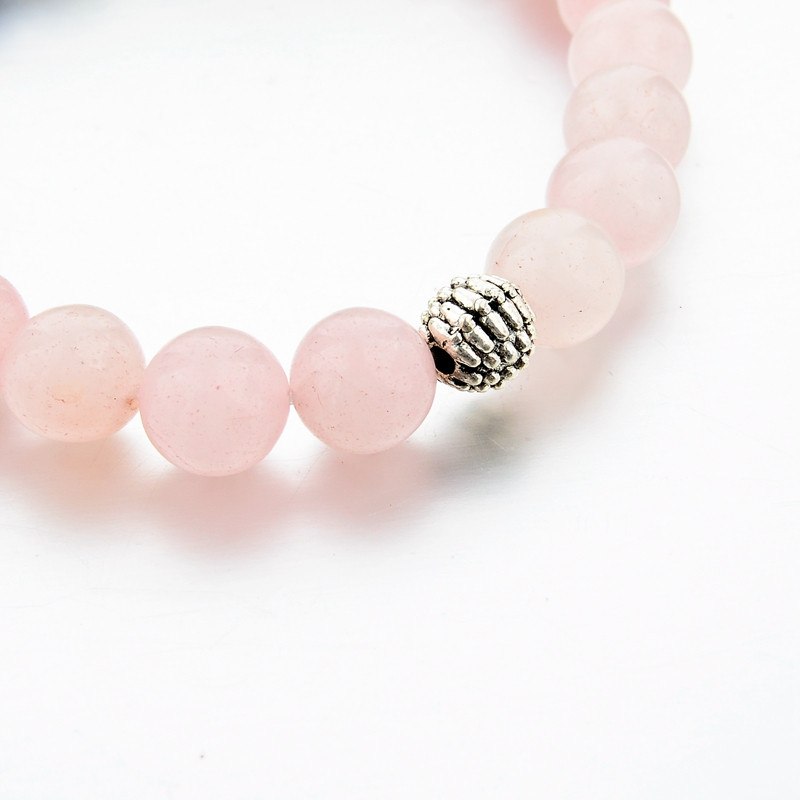 Pink Natural Stone Beads Buddha Bracelet. - Hilltop Apparel - 4