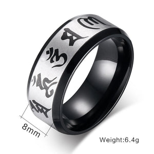 Meaeguet Traditional Om Mani Padme Hum Black Color Ring