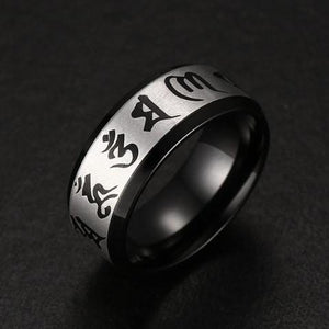 Meaeguet Traditional Om Mani Padme Hum Black Color Ring