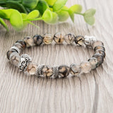 Silver Plated Lion Head & Agate Beads Bracelet - Hilltop Apparel - 4