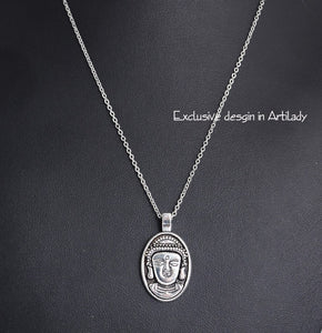 Silver Plated Buddha Head Pendant Necklace - Hilltop Apparel - 2