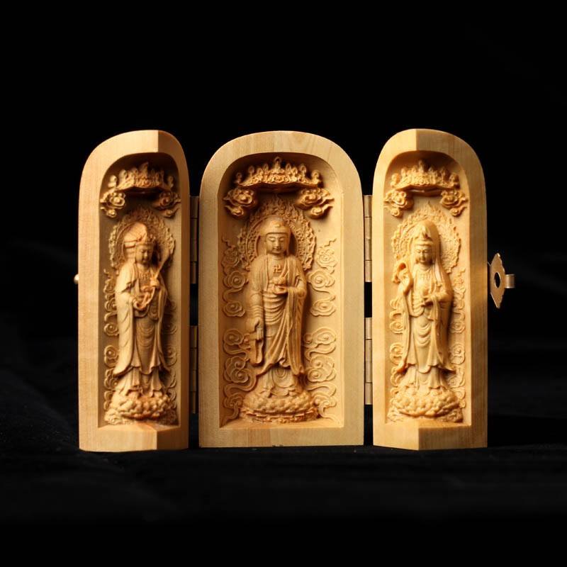 3 Carved Bodhisattva Statue - Hilltop Apparel - 1