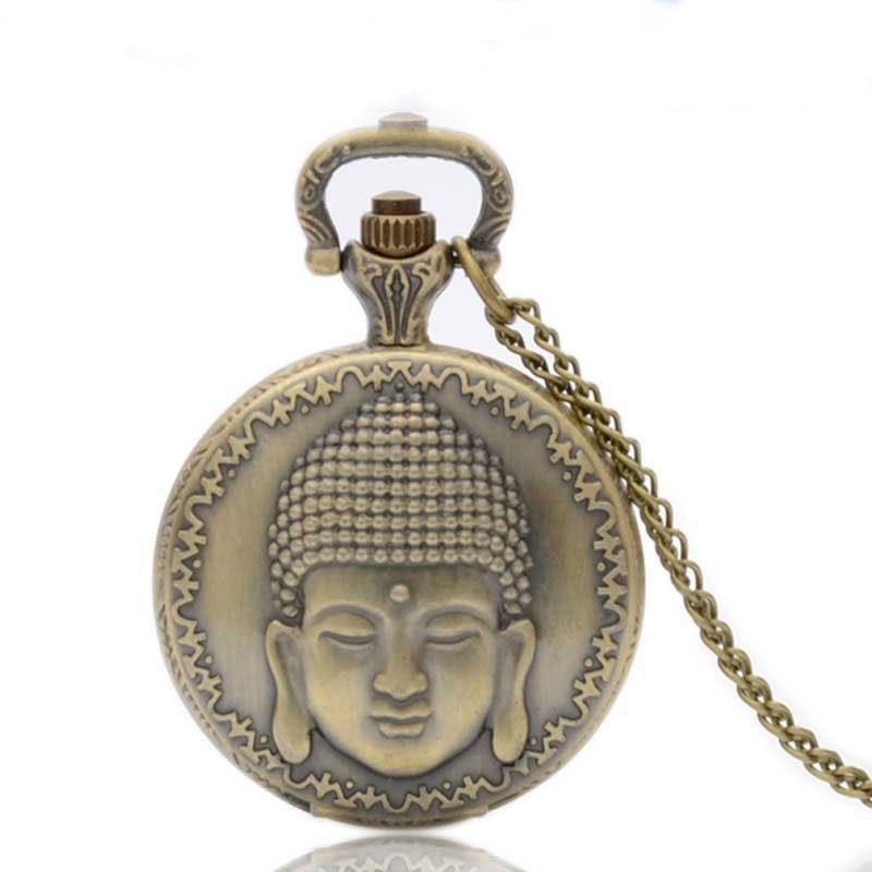 Vintage Bronze Buddha Pocket Watch Necklace - Hilltop Apparel - 6