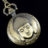 Vintage Bronze Buddha Pocket Watch Necklace - Hilltop Apparel - 1