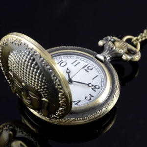 Vintage Bronze Buddha Pocket Watch Necklace - Hilltop Apparel - 3
