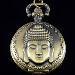 Vintage Bronze Buddha Pocket Watch Necklace - Hilltop Apparel - 4